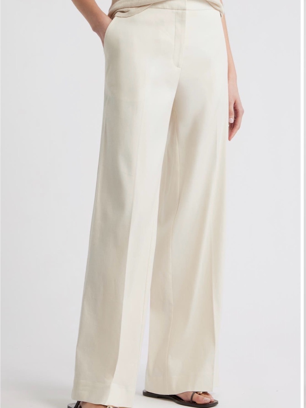 H&M Wide-Leg Cream Trousers